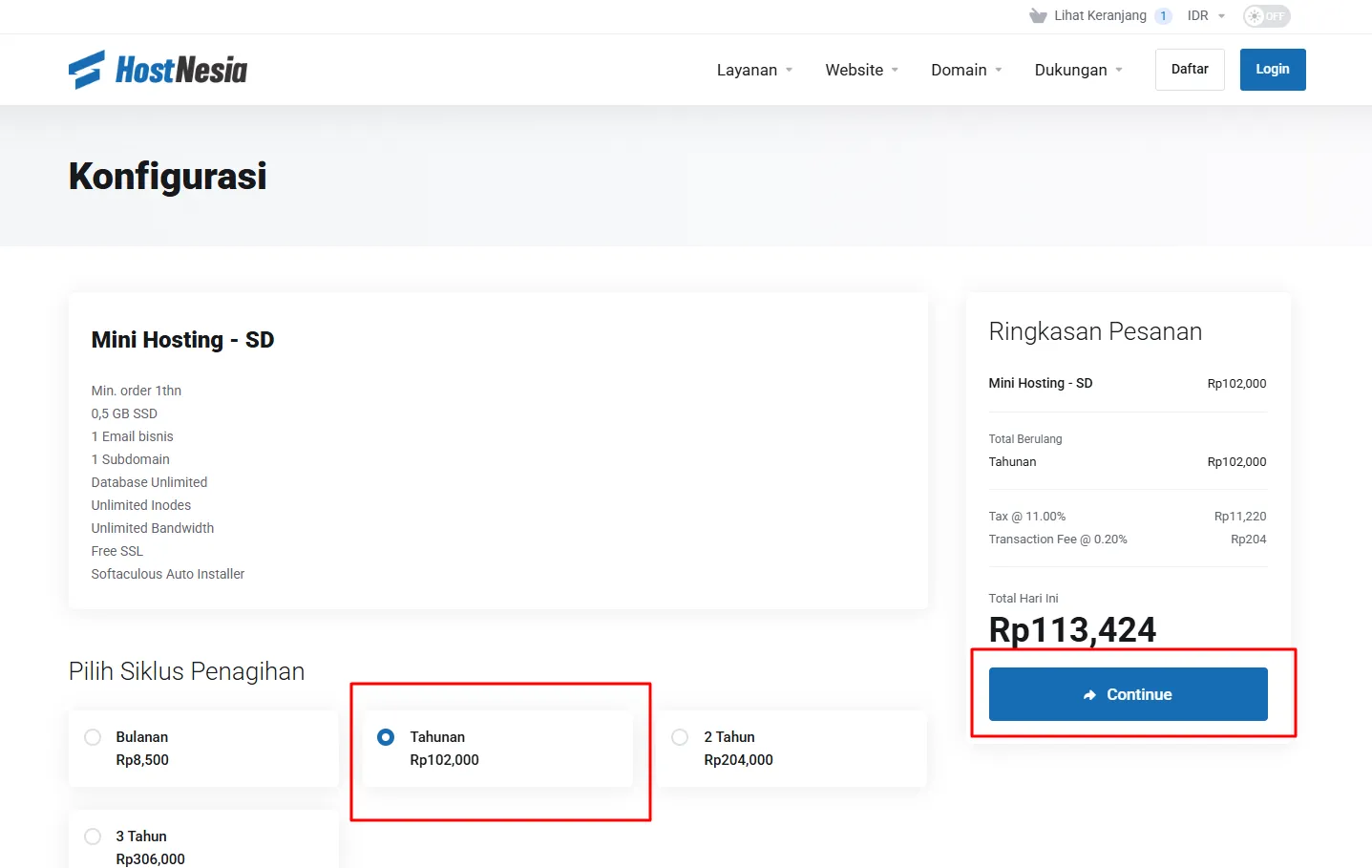 cara order hosting di hostnesia indonesia