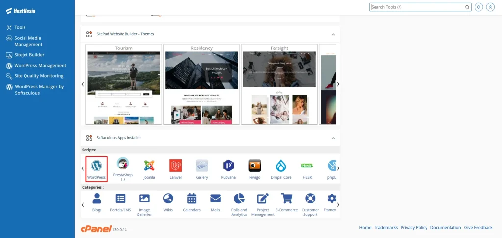 install wordpress hostnesia
