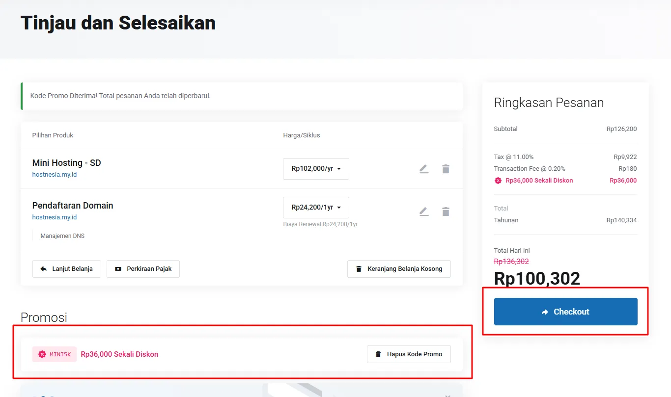 promo mini hosting di hostnesia