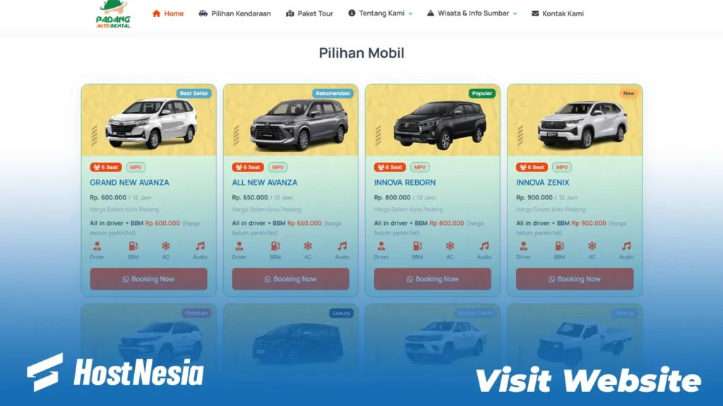 Jasa Website Rental Mobil di Padang